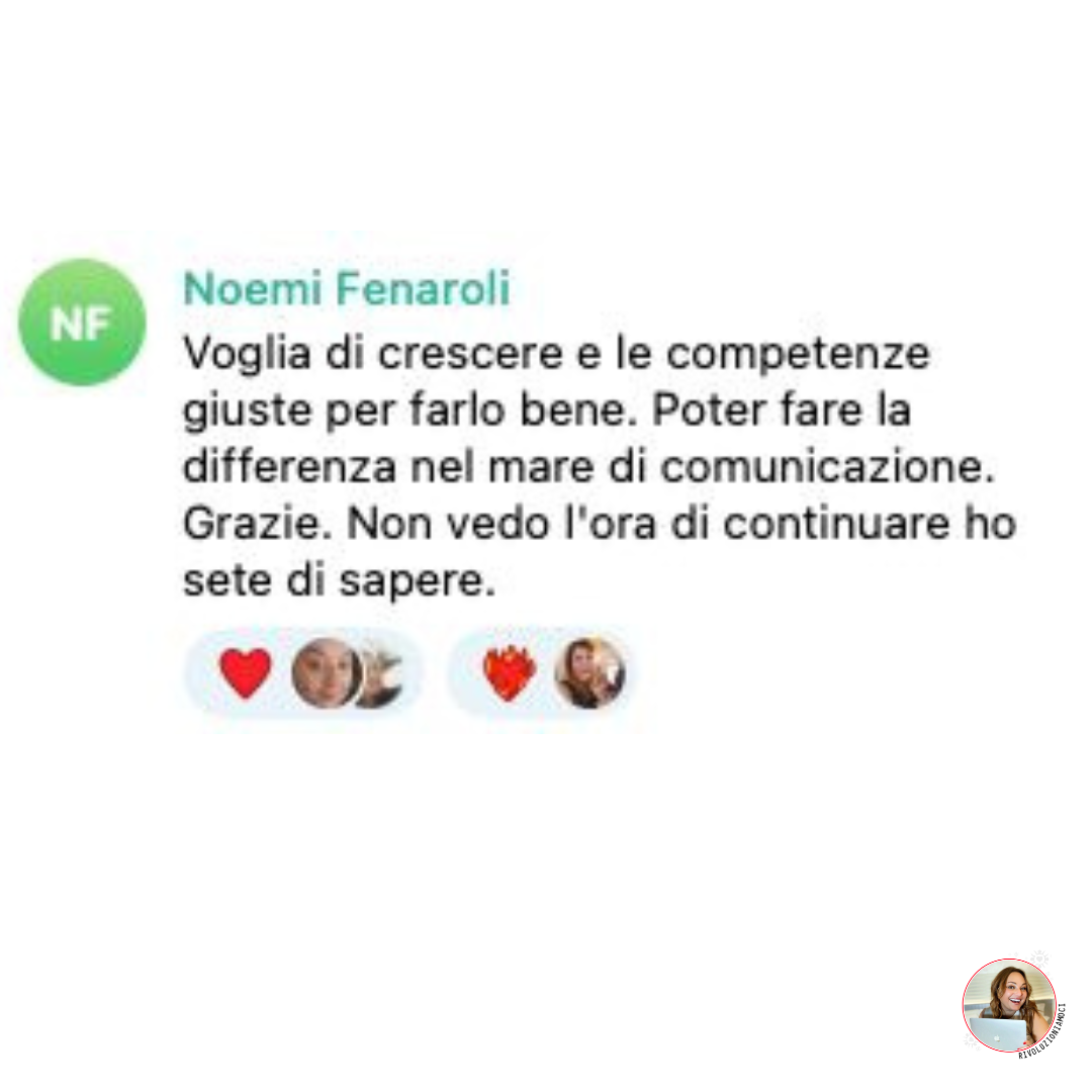 Noemi spiega che ha trovato le competenze per crescere 