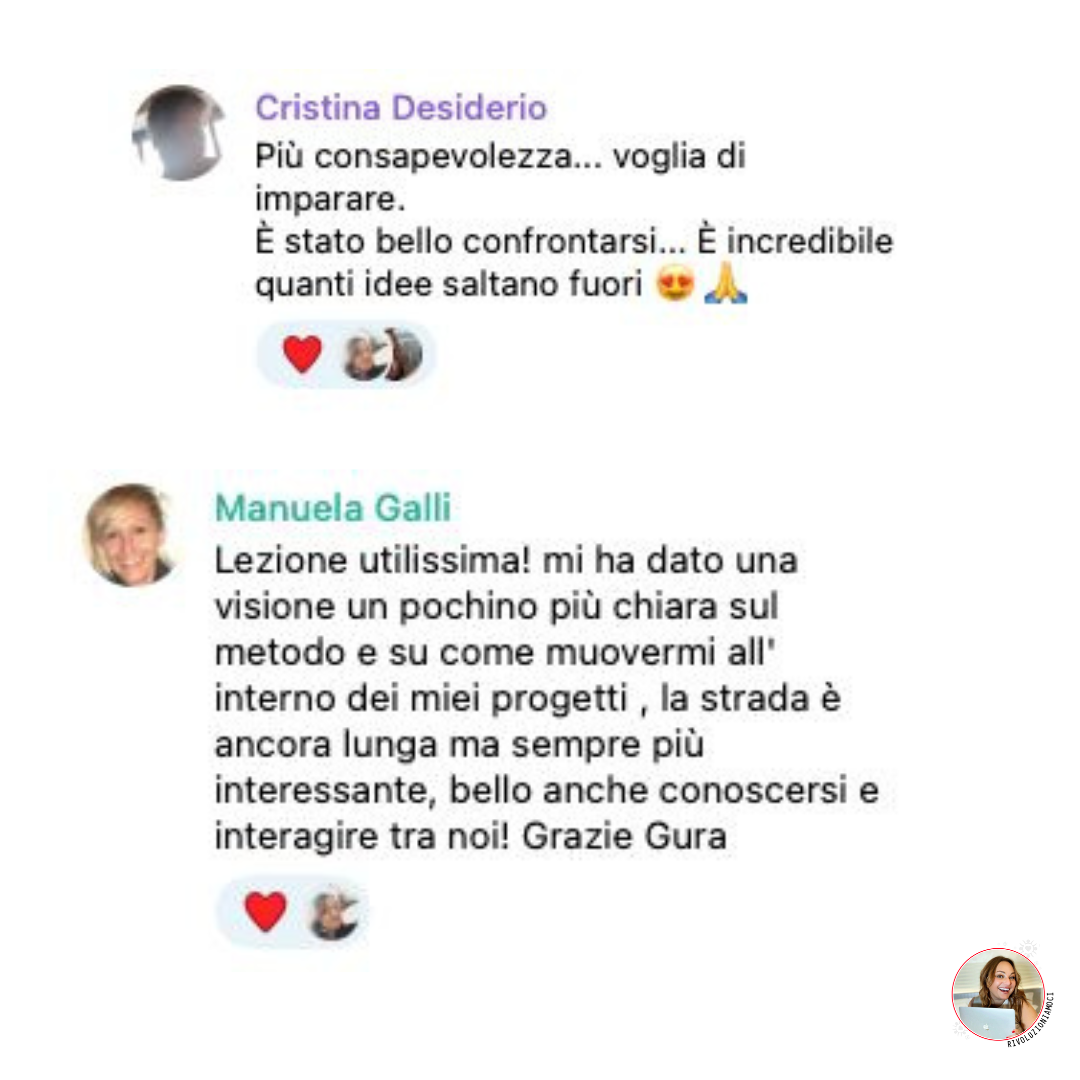 Manuela racconta come la lezione gli ha dato più chiarezza
